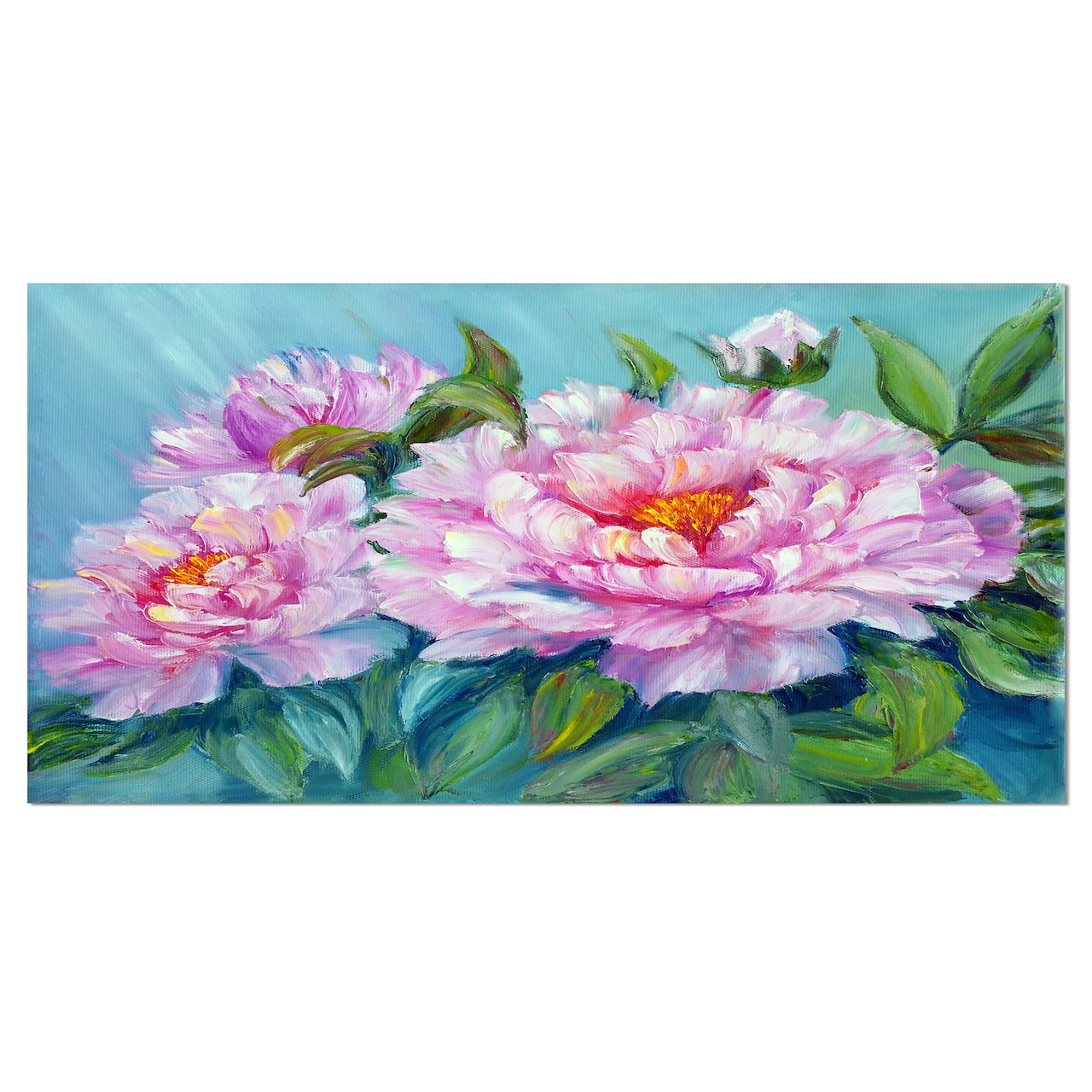 Designart - Pink Peonies - Floral Art Canvas Print